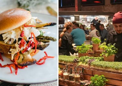 Kollage Fine Dining Burger und Koch