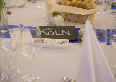 Tischdekoration Schild Köln im Seepavillon